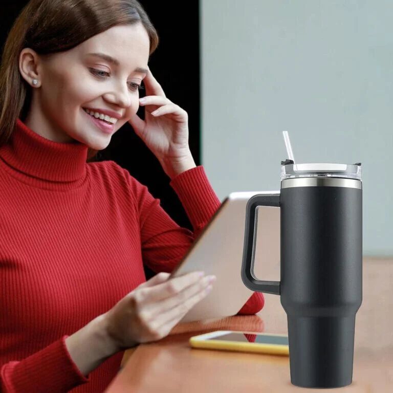Tumbler Mug with Handle, Stanley Cup with Straw and Handle, Stainless Steel Coffee Mug with Lid Coffee Mug