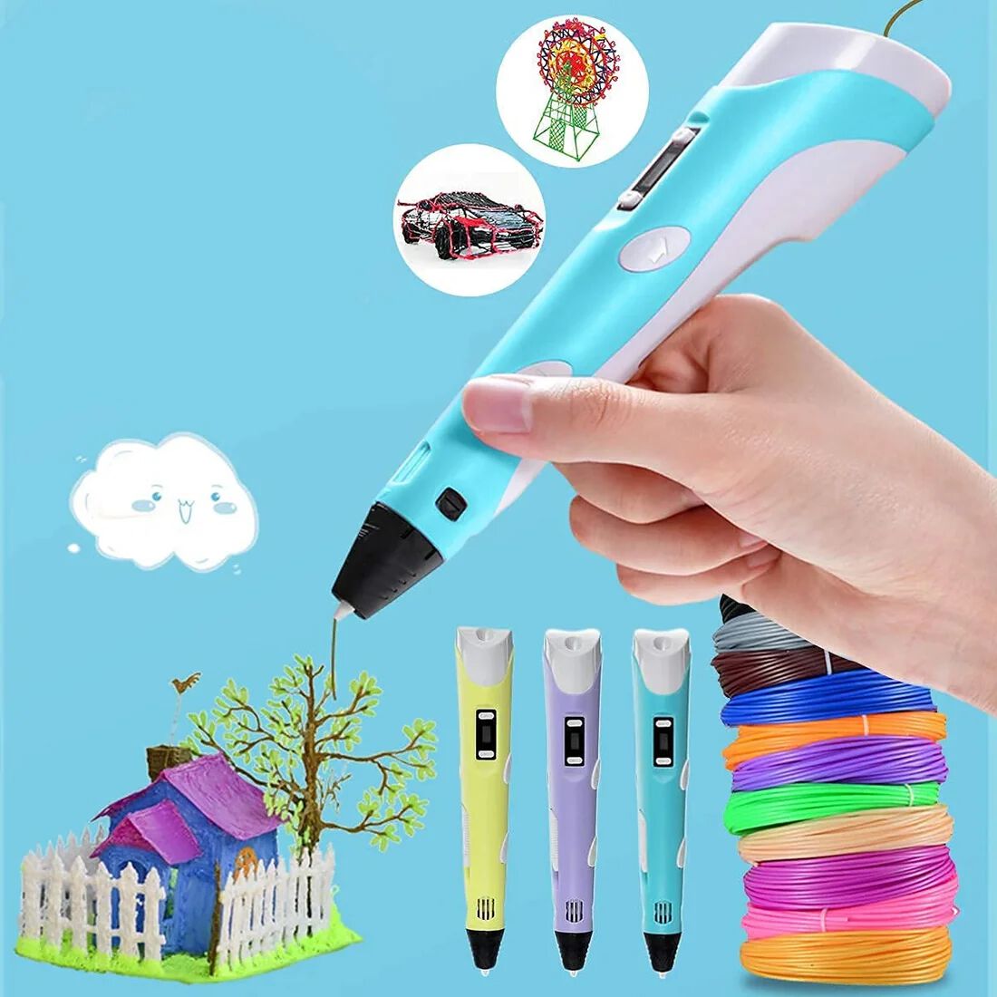3D Pen Professional |3D Printing Drawing Pen With Different Color Abs / Pla Filament For Creative Modelling