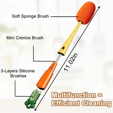 3 in 1 Multifunctional Cleaning Brush, Soft Sponge Cup Cleaning Brush with Long Handle