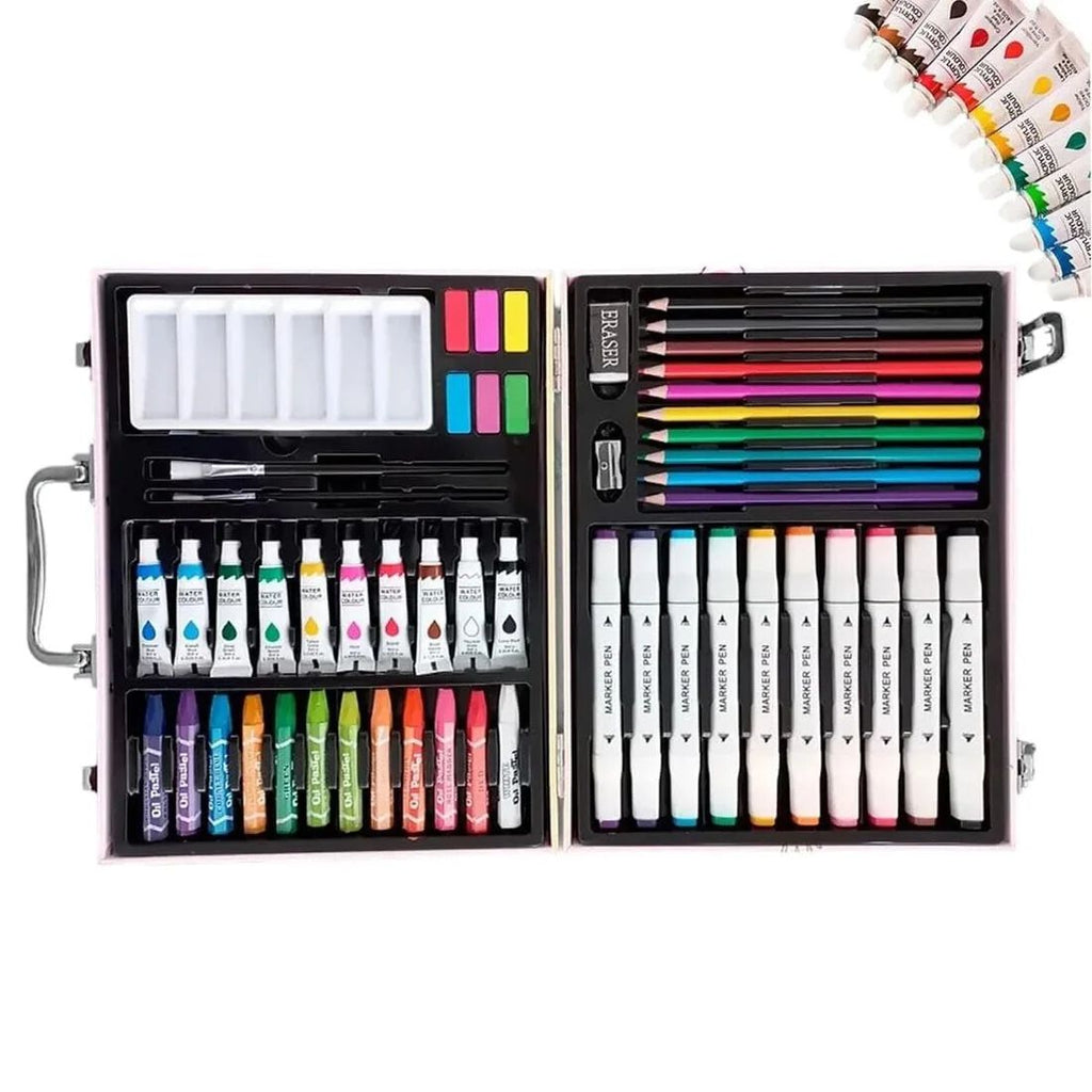 Sweet Dreams Art Set, 53 Pieces, Unicorn Theme, Includes Palette, Powder, Brush, Watercolor Paint, Oil Painting Stick, Eraser, Pencil Sharpener, Color Lead