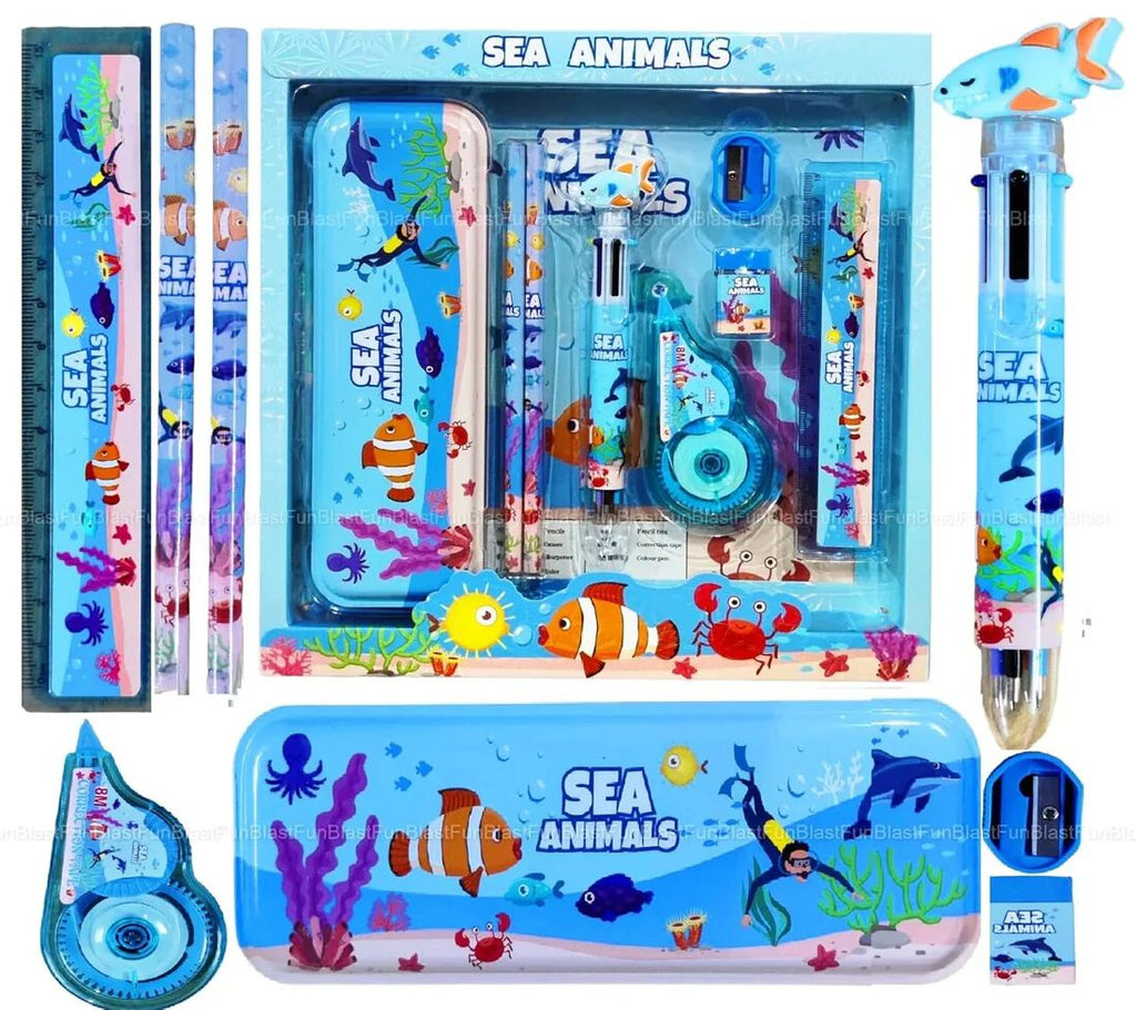 Stationery Kit with Pencil Pen Eraser Sharpener and Pencil Box for Boys and Girls