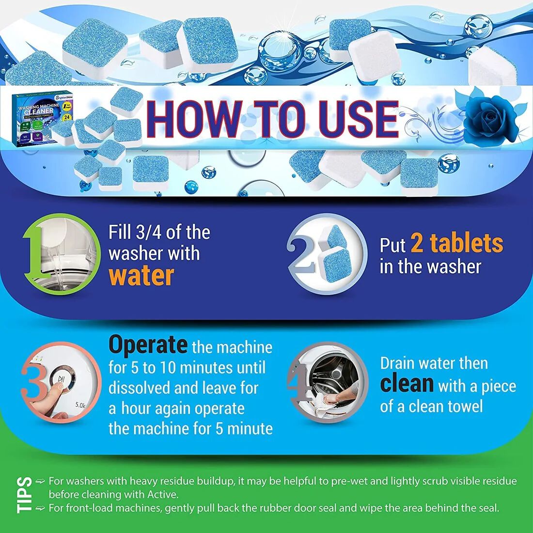 Washing Machine Cleaning 12 pcs Tablet