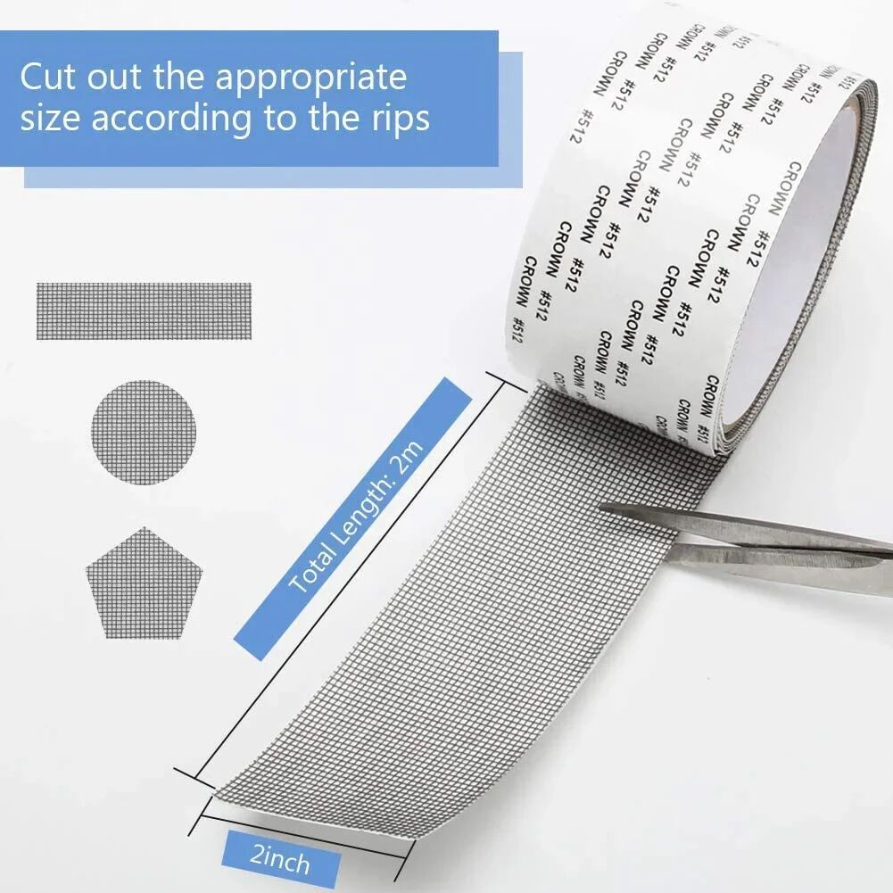 Mosquito Net Patch Repair Tape Self-Adhesive Color Black, Size -2 Meter X 50 MM (Pack of 1), Door Net