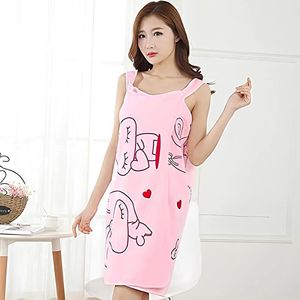 Women Bath Towel Wearable Bath Robe Beach Towel Dress Lady Spa Shower Towel Body Wrap Free Size