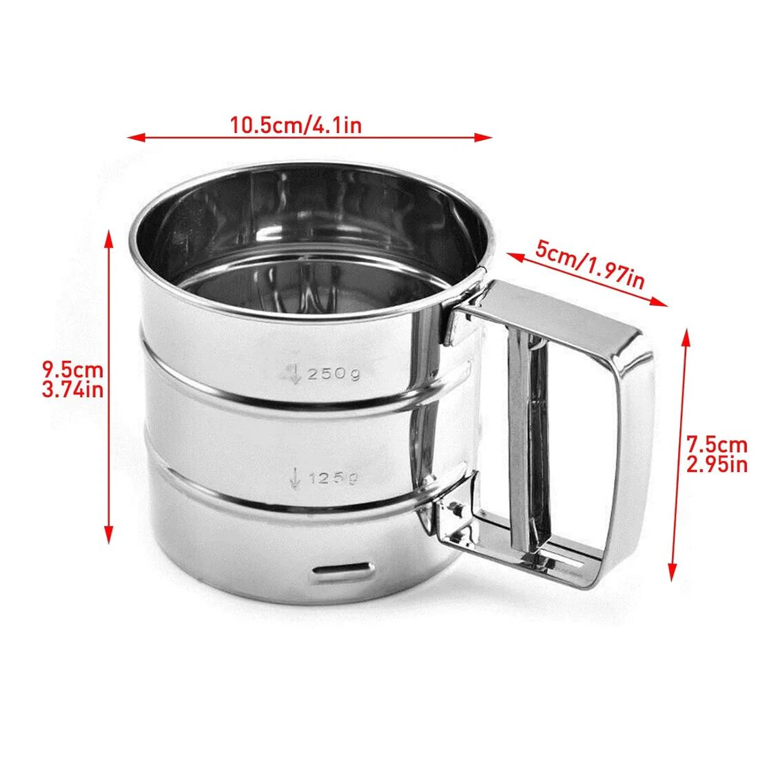 Steel Baking Flour Sifter – Fine Mesh Manual Sifter