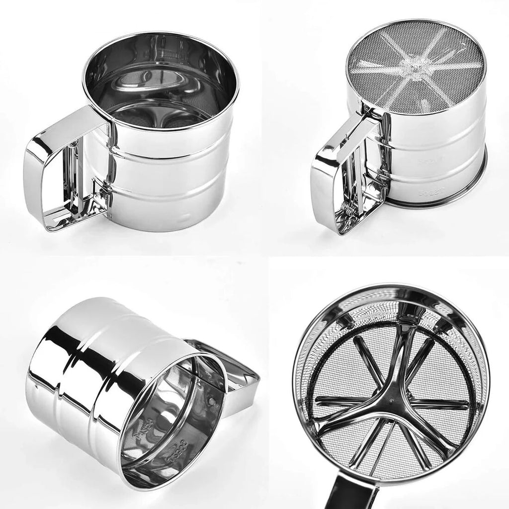 Steel Baking Flour Sifter – Fine Mesh Manual Sifter