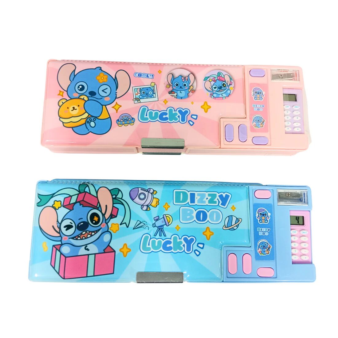 New Durable Space Multifunctional School Pencil Box with Calculator Cute Cartoon Stationary Compass