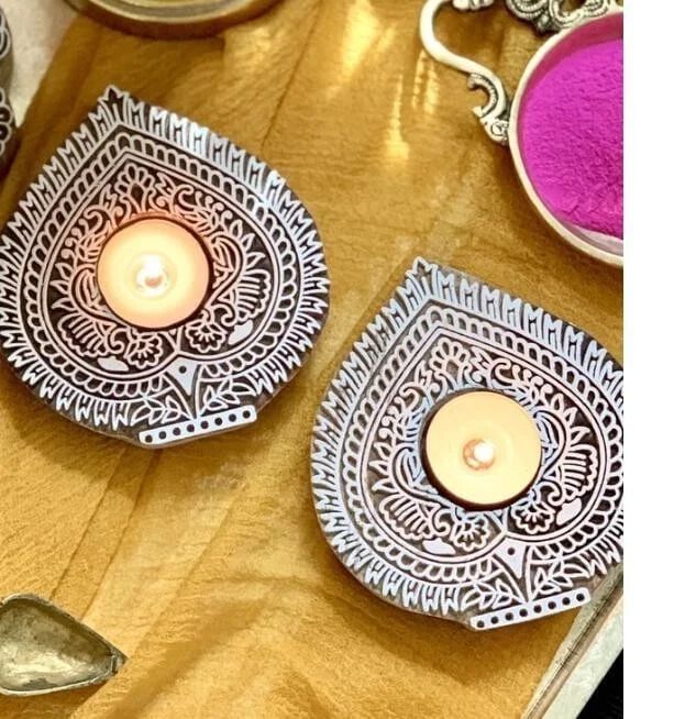 Wooden Hand Carved Tea Light Home Decorative