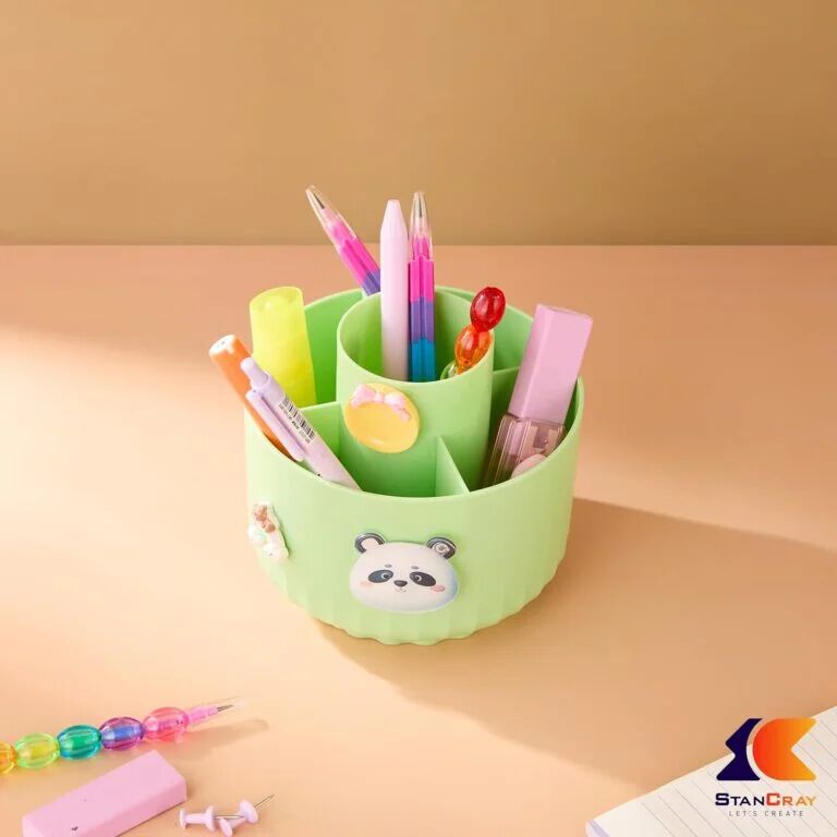Pencil Holders 5 Compartment 360° Rotating Pencil and Makeup Brush Holder