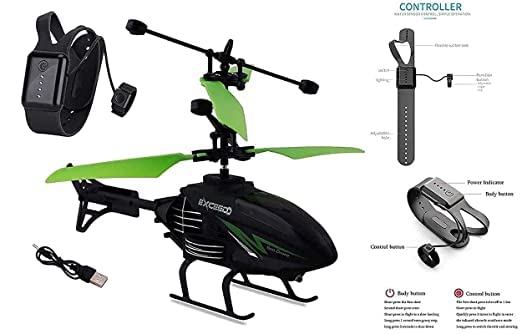 Remote Controlled Helicopter With Unbreakable Blades, Hand Sensor Heli Watch
