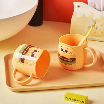 {400ML} Cartoon Plastic Microwave Safe Water Drinking Cup Milk Mug Tea Cup with Handle