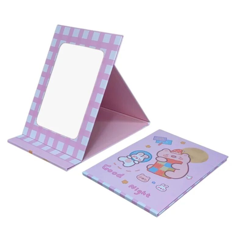 Folding Makeup Mirror || Cartoon Print Vanity Mirror with Stand for Kids