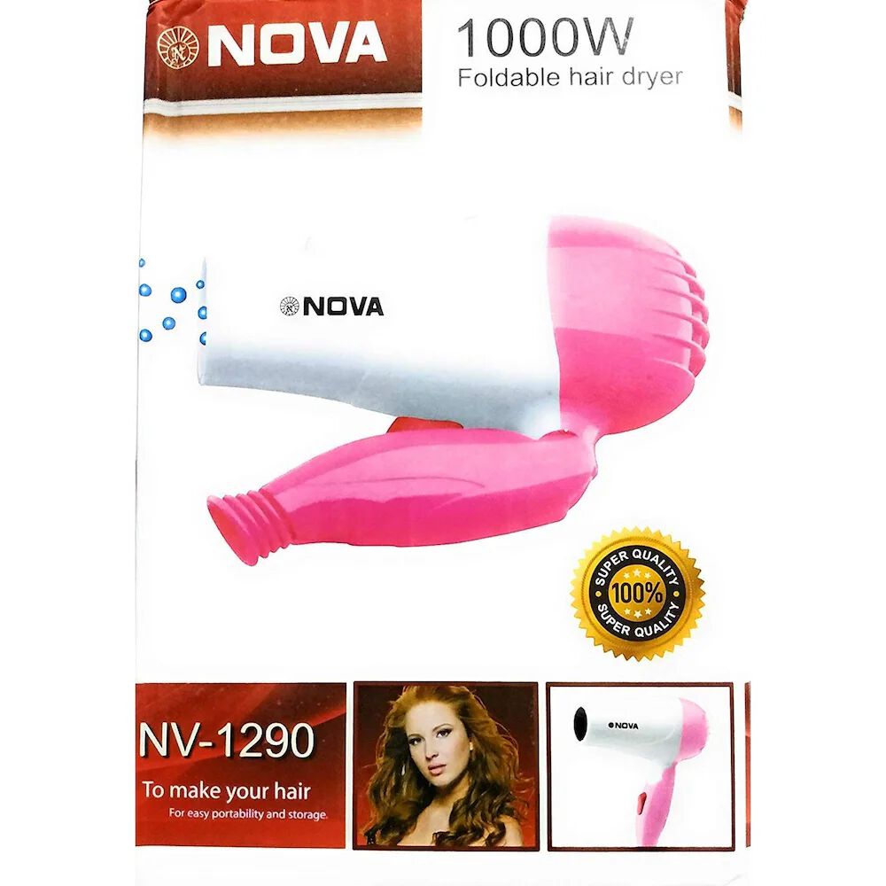 Nova NV-1290 1000 w Foldable hair driyer to make your hair styling for easy portable & storage