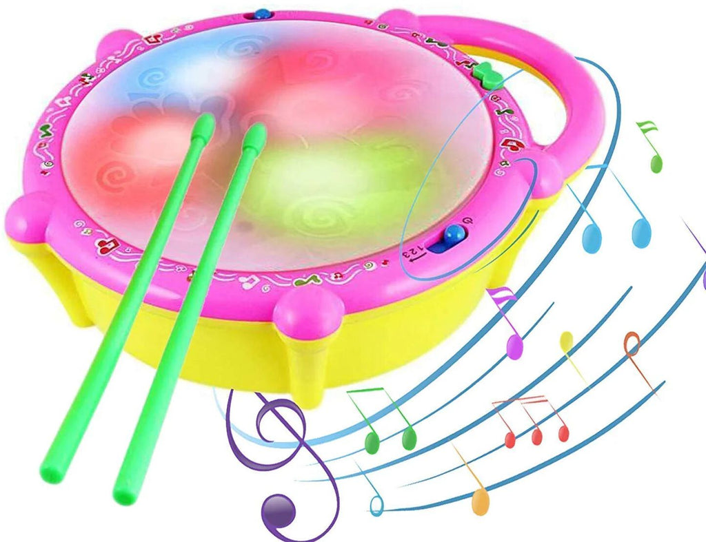 Flash Drum with 3D Multi Colour Light and Music for Kids