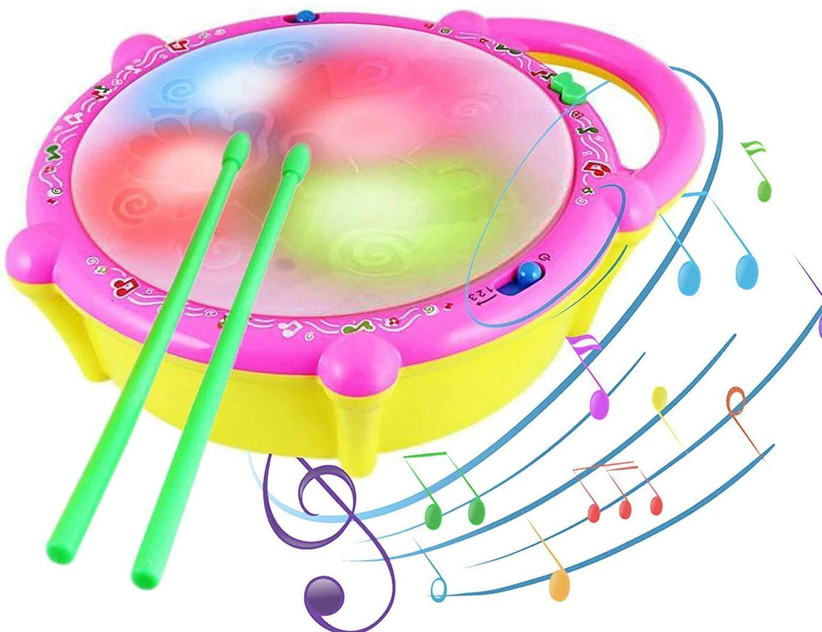 Flash Drum with 3D Multi Colour Light and Music for Kids