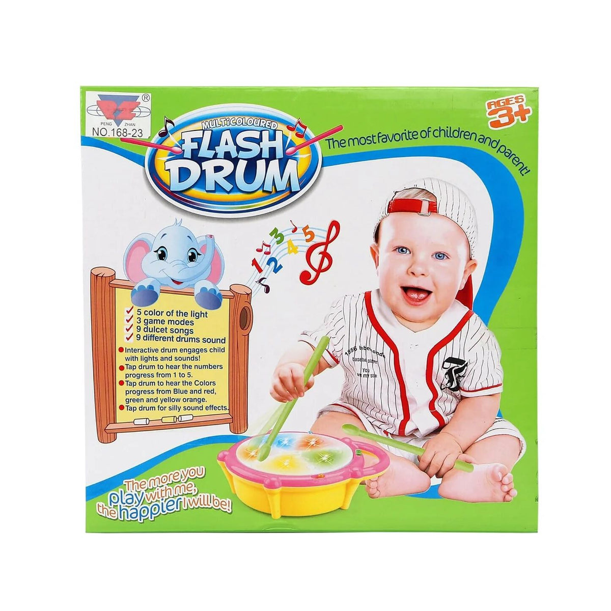 Flash Drum with 3D Multi Colour Light and Music for Kids