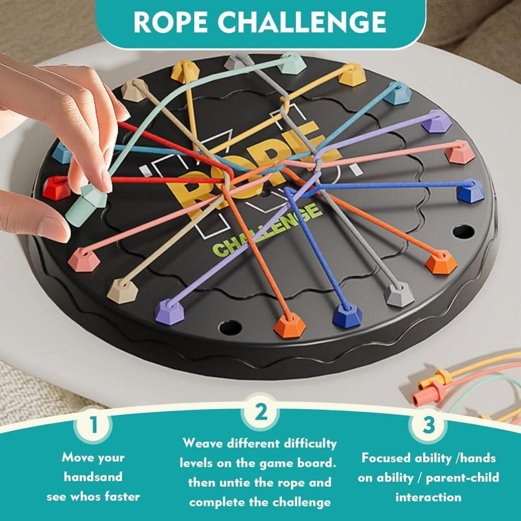 Rope Puzzle Challenge Game for Kids & Adults Brain Teaser Logic Board Toy