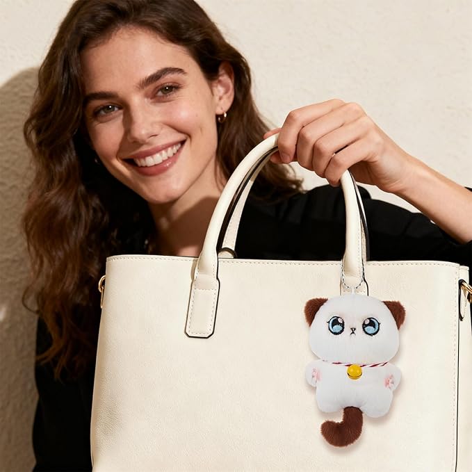 Soft Toy Keychain, Cartoon Bell Cat Design Adorable Bag Charms
