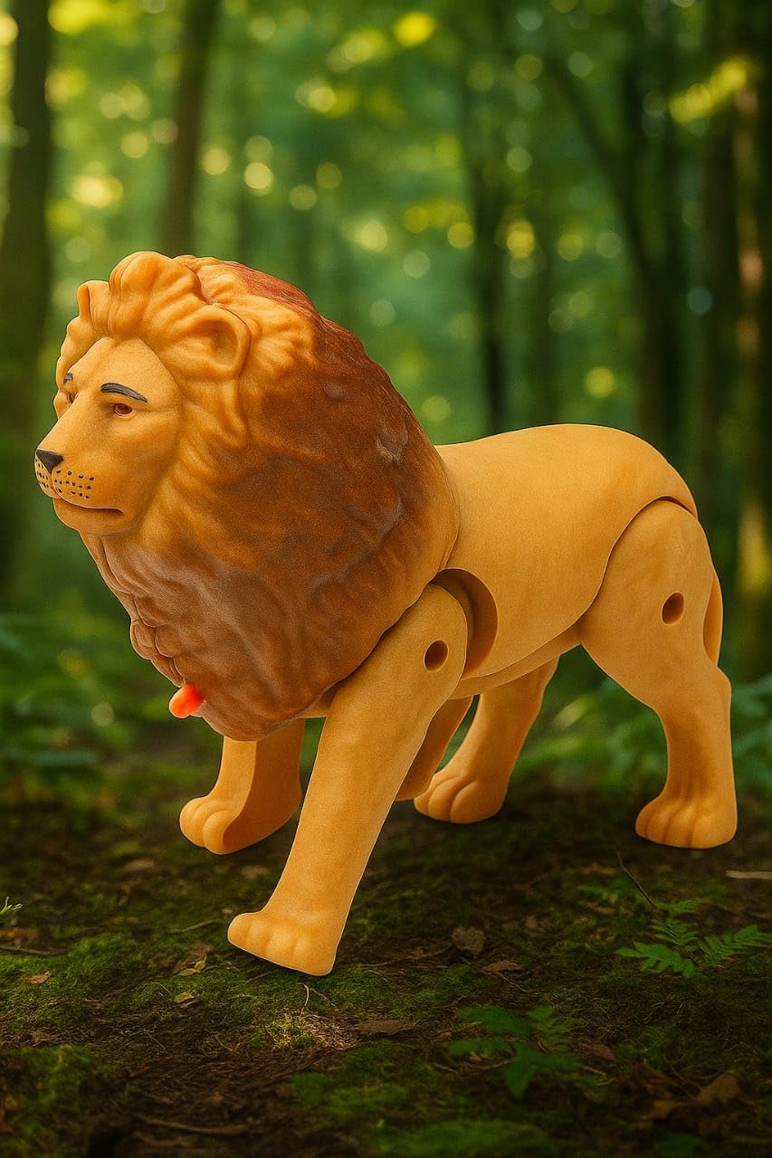Battery Operated Lion with Light Sound & Walk, Funny Electric Lion Cartoon Toy