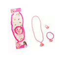 Cute Pink Beads Necklace With Bracelet and Ring Jewellery Set for Girls