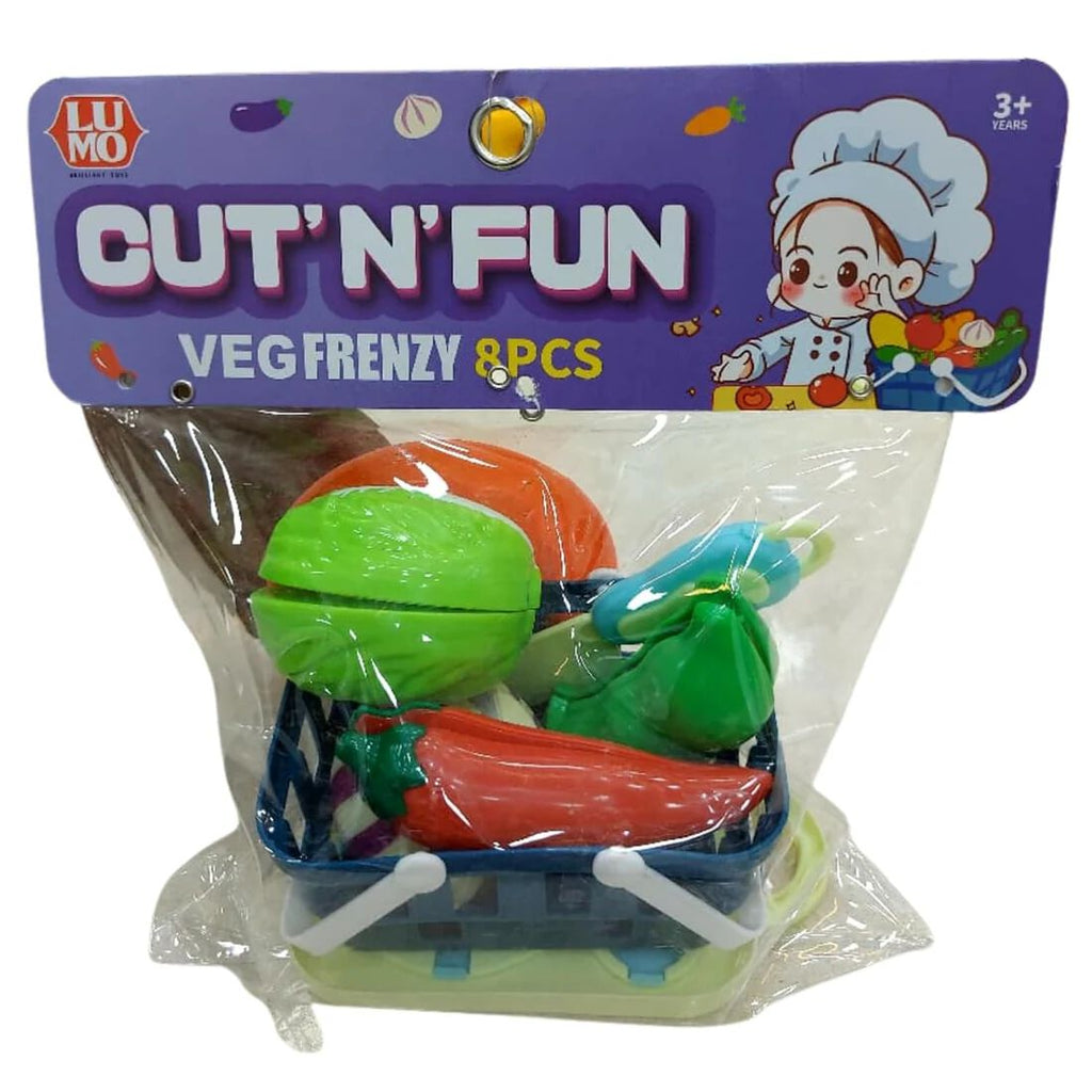 Vegetable Cutting Set for Kids , 8PCS Vegetable with Basket, Knife, Plate & Chopping Board Toys