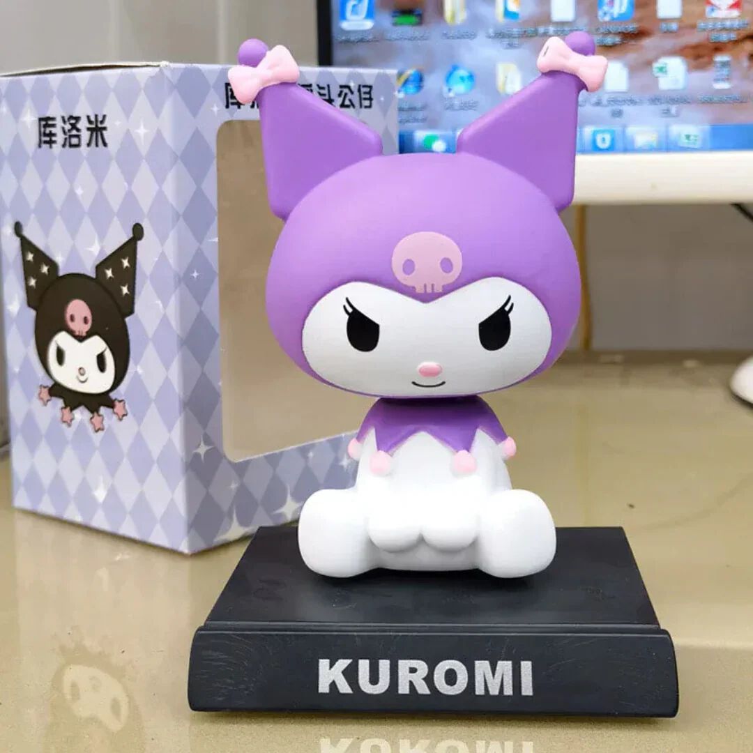 Super Hero Action Figure Limited Edition Bobblehead with Mobile Holder for Car Dashboard, Office Desk & Study Table- (Kuromi)