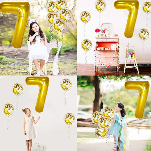 ( 10 pcs) Number 7 Foil Gold Foil Balloon