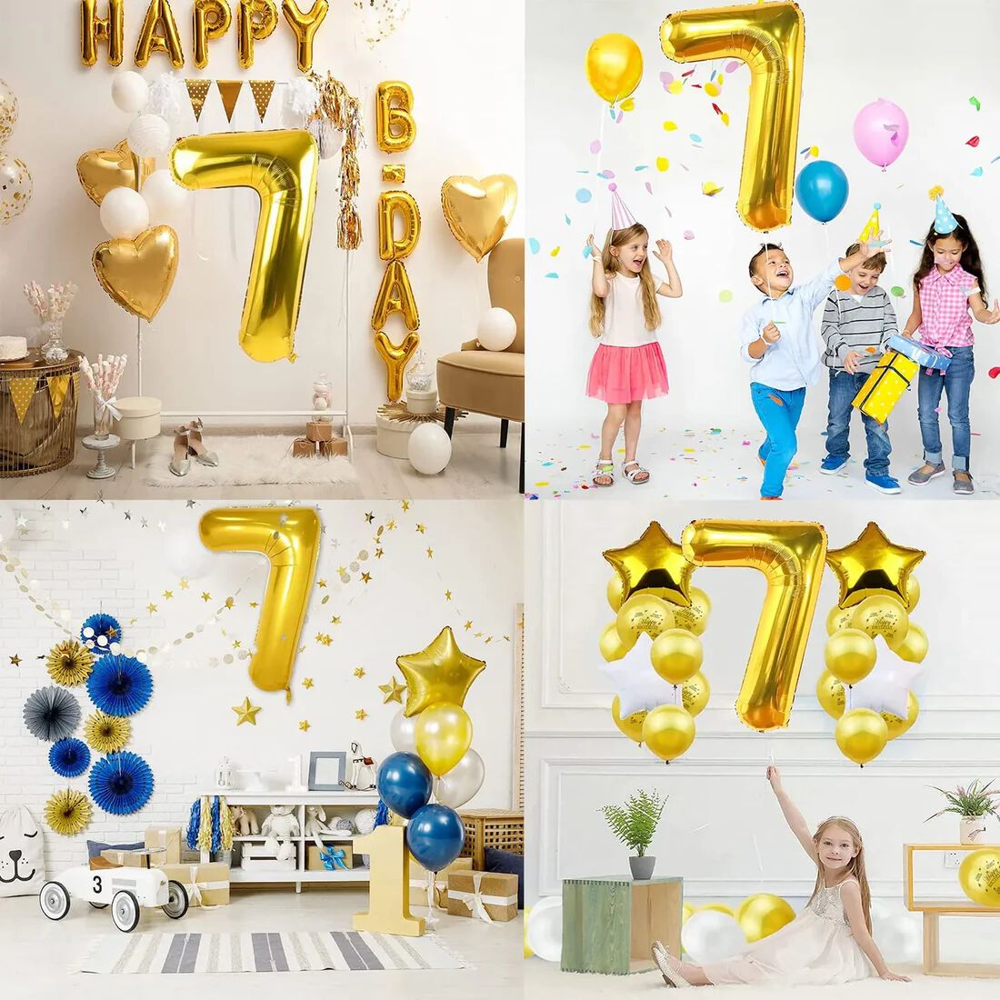 ( 10 pcs) Number 7 Foil Gold Foil Balloon