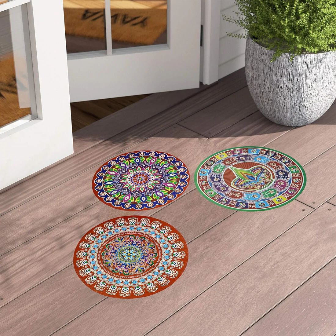 { 5pcs } Multicolor Rangoli Floor Stickers Diwali Rangoli Stickers PVC Vinyl Wall Sticker