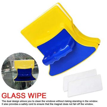 Magnetic Window Cleaner Double-Side Glazed Wiper with 2 Extra Cleaning Cotton
