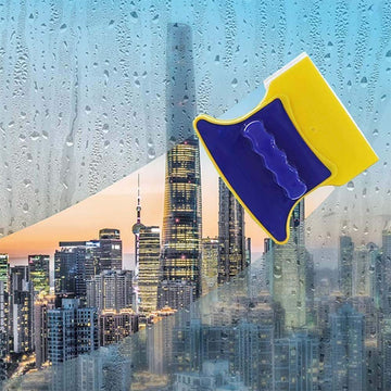 Magnetic Window Cleaner Double-Side Glazed Wiper with 2 Extra Cleaning Cotton