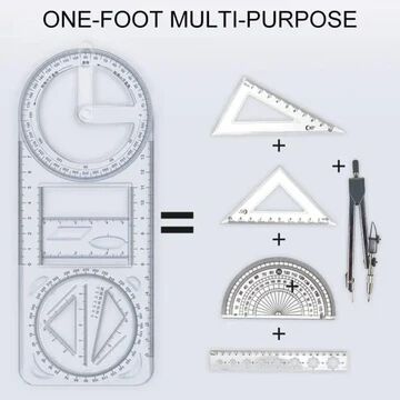 Geometric Ruler – Transparent Multi-Angle Measuring Tool