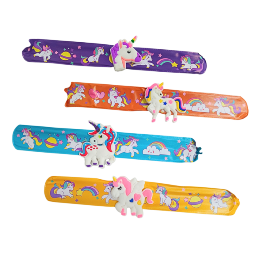 {Pack of 12} Unicorn Slap Bracelets for Kids, Cartoon Theme Friendship Wristbands for Girls