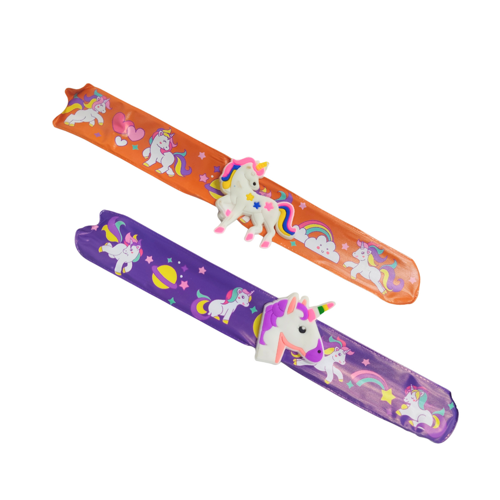 {Pack of 12} Unicorn Slap Bracelets for Kids, Cartoon Theme Friendship Wristbands for Girls