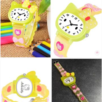 Analog Child Kids Children Hello Kitty Watch for Girls Unbreakable Silicone Strap