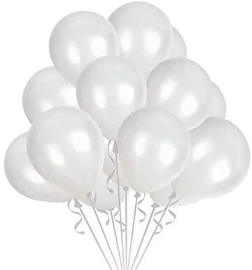 (50 Pcs) White Metallic Balloons