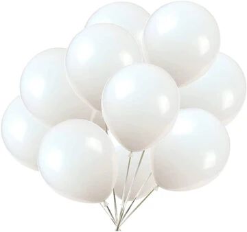 (50 Pcs) White Metallic Balloons