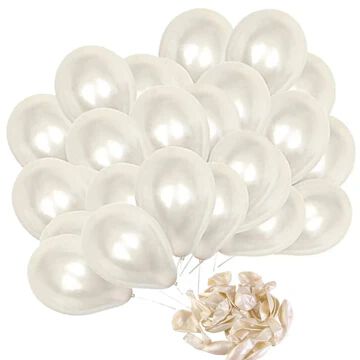 (50 Pcs) White Metallic Balloons