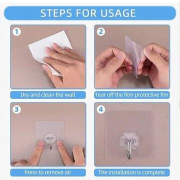 (12 pkts) Self-Adhesive Wall Hooks, Cartoon Theme 3 x 12 pkts =36 hooks