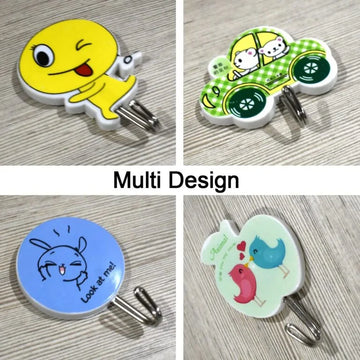 (12 pkts) Self-Adhesive Wall Hooks, Cartoon Theme 3 x 12 pkts =36 hooks