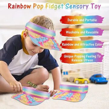 Pop Hat Fidget Toys, Pop Silicone Rainbow Sun Hat Sensory Pop Stress Toys