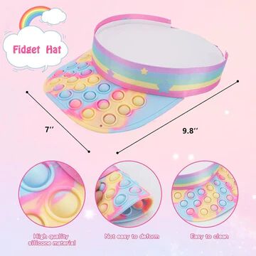 Pop Hat Fidget Toys, Pop Silicone Rainbow Sun Hat Sensory Pop Stress Toys