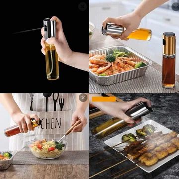 Edible Oil Spray Bottle for Cooking, 100ml Transparent Glass Oil Spray Bottle