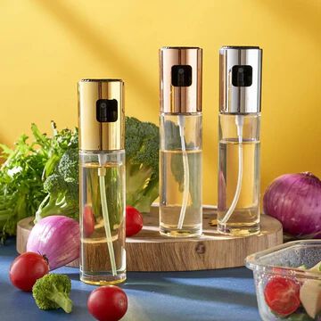Edible Oil Spray Bottle for Cooking, 100ml Transparent Glass Oil Spray Bottle