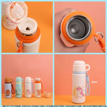 Cute Character Steel Hot & Cold Vacuum Bottle 550ml