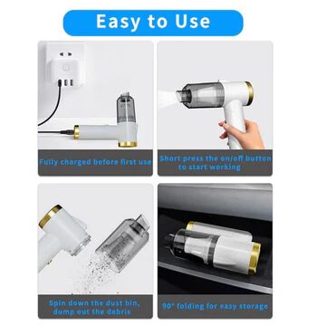 Handheld Vacuum Cordless, 9000Pa Strong Suction, 90°Foldable Mini
