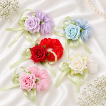 Rose pink colour Hair Tulip flower Scrunchie/Rubber band