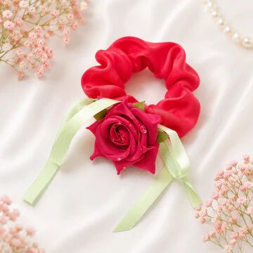 Rose pink colour Hair Tulip flower Scrunchie/Rubber band