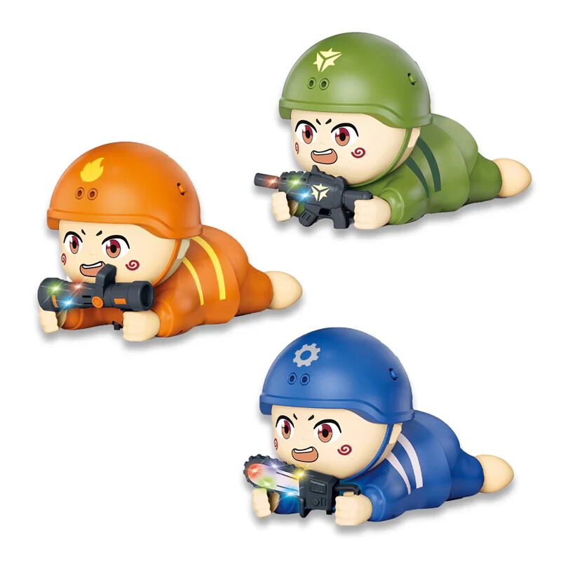 Battery Operated Crawling Soldier Toy for Kids with Realistic Sound and Flashing Lights – Combat Mission Action Figure {Multicolor}