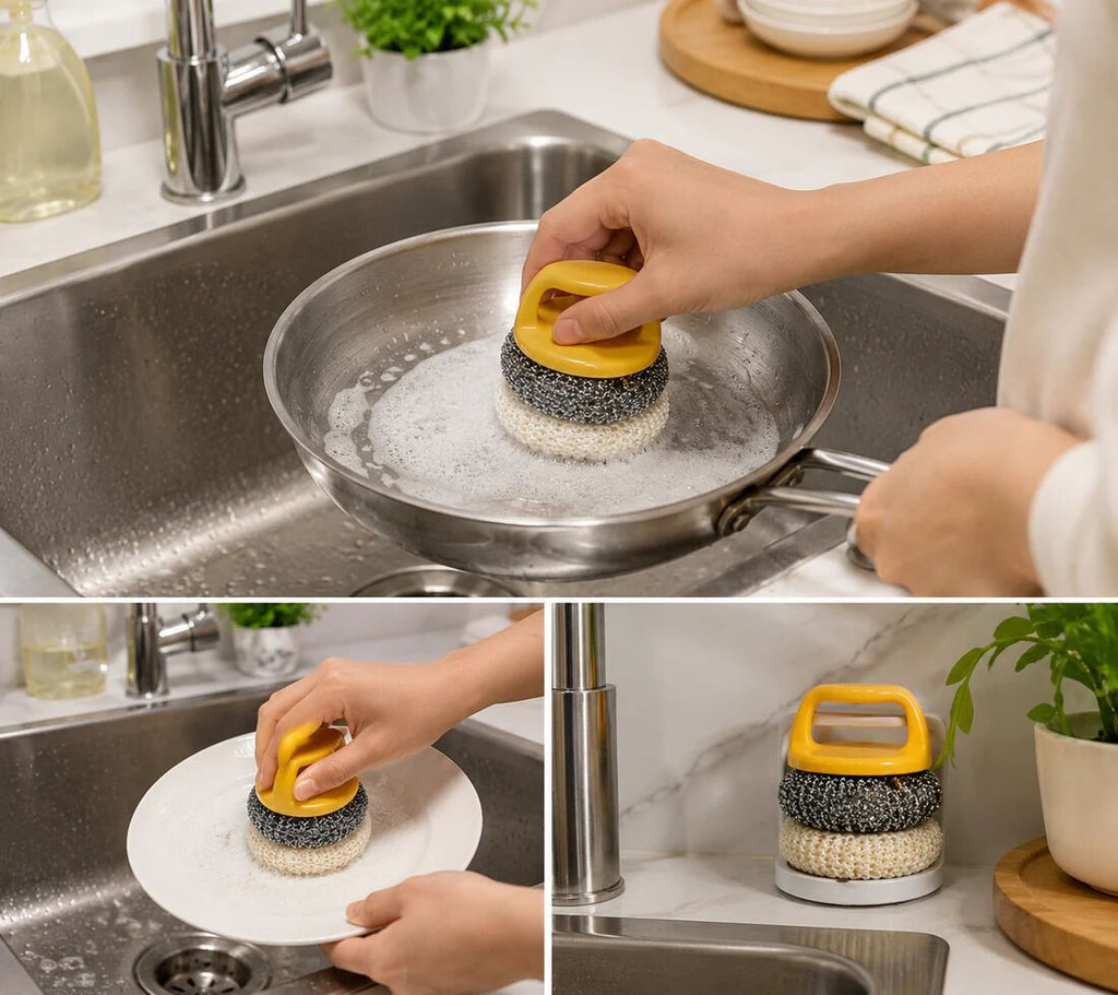 Replaceable Head Kitchen Cleaning Brush PP Material for Dishes Pots Pans Sinks Cleaning